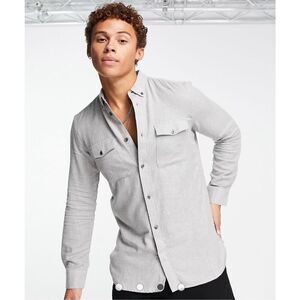 BRAND NEW - French Connection Men’s L Long Sleeve 2 Pocket Flannel Shirt in Ligh